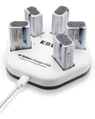 Baterías Recargables Ebl De 9 V Con Cargador De 5 Bahías