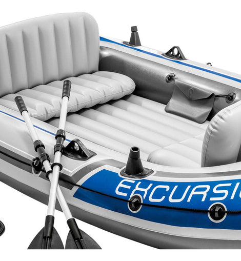 Bote Inflable  Remos De Aluminio Y Bomba Intex Excursion 4