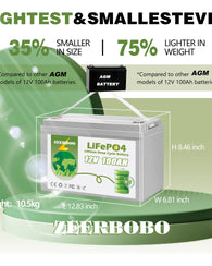Batería De Litio Zeerboo 12v 100ah Lifepo4 Con Bluetooth 5.0