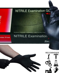 100 Guantes Nitrilo Grado Médico Sin Latex Ni Polvo Negros