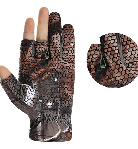 Guantes Camuflaje Bosque Cacería Tiro Deportivo Arco Pesca