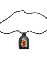 Escapulario Artesanal Virgen De Guadalupe Tejido En Piel Art