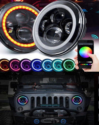 Par De Faros Angel Led Rgb Jeep Wrangler Bluethoot 7  Tj Jk