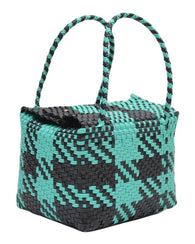 Bolsa Artesanal A Mano Plástico Toquilla Tote Color Verdes
