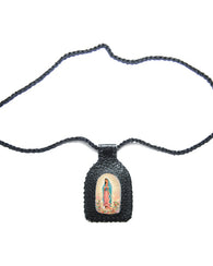 Escapulario Artesanal De La Madre De México Tejido En Piel
