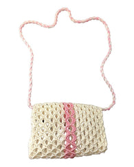 Bolsa Tejida A Mano Hilo Crochet Perla  Bolsa Crossbody Dama