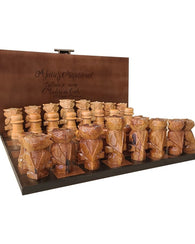 Juego De Ajedrez Jumbo En Madera Tallado A Mano Artesanal
