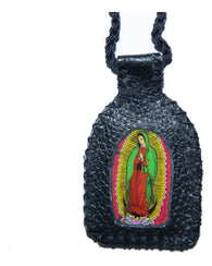 Escapulario Piel Hecho A Mano Con Diseño Religioso Virgen