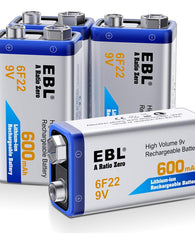 Paquete De 4 Baterías Recargables 9v Ebl 600 Mah Pila Cuadra