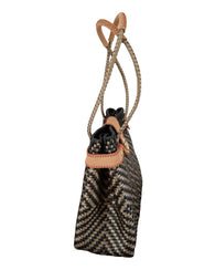 Bolsa Entretejida A Mano De Toquilla Ecológica Negro Rombos