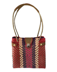 Bolso Artesanal Hecho De Toquilla Tejido A Mano Multicolor