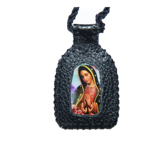 Escapulario De La Virgen De Guadalupe En Cuero Hecho A Mano