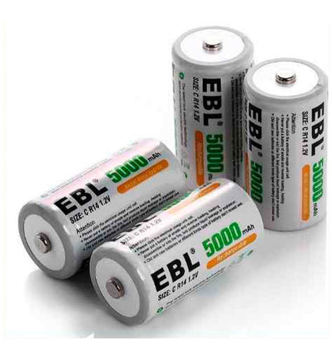 Baterias O Pilas Recargables Tamaño C Ebl De 5000 Mah Paq. 4