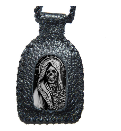 Escapulario Santa Muerte Para La Suerte Hecho A Mano En Piel