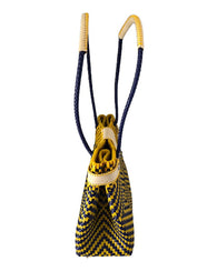 Bolso Mujer Artesanal Tejido A Mano Amarillo Con Azul