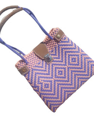 Bolsa Elegante Toquilla De Plástico Toques Piel Lila Y Rosa