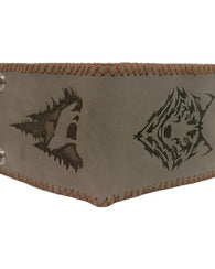 Billetera Piel Cuero Hecha A Mano Pirograbado Lobo Cartera