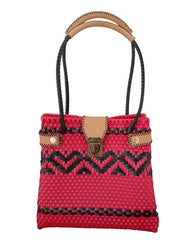 Bolsa Toquilla Entretejida A Mano Diseño Único Rojo Y Negro