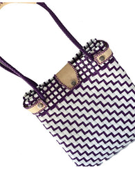 Bolsas Artesanales Tejida Plástico  Hecha A Mano Morado Blan
