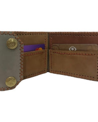 Cartera Piel Genuina Handmade Caballero Botones Garra Oso