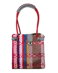 Bolso Artesanal Hecho De Plástico Toquilla Arcoiris Totebag