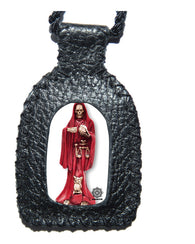 Escapulario De Piel Con La Santa Muerte Para Amor Y Suerte