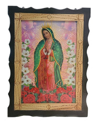 Cuadro Virgen Guadalupe Madera Artesanal Empalillado A Mano