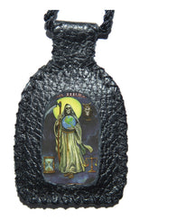 Escapulario De Cuero Con La Protección De La Santa Muerte