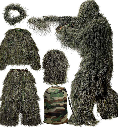 Traje Ghillie Camouflag Camo Sniper Fracotirador 5 En 1 Ghos