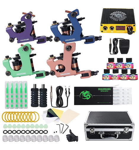 Kit Profesional Tatuar 4 Maquinas Equip Tinta Tatuaje Tattoo