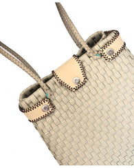 Bolso Artesanal Toquilla Beige Tejido Plástico