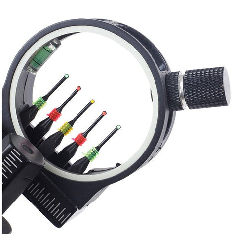 Mirino Arco Compound SHARROW - 5 Pin Fibra Ottica Con Luce, Regolabile Mirino Arco Compound SHARROW - 5 Pin Fibra Ottica Con Luce, Regolabile