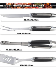 Kit Parrillero Estuche Con Utensilios Carne Asada Acero Inox