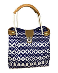 Bolso Artesanal Hecho De Plástico Toquilla Tote Bag Blue