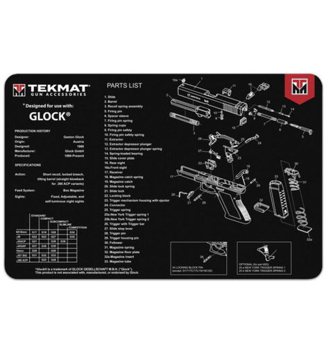 Pistola Glock 17 Kit De Limpieza De Armas Tapete Con Diagram