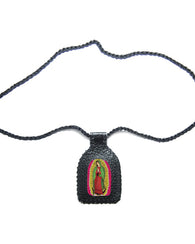 Escapulario Piel Hecho A Mano Con Diseño Religioso Virgen