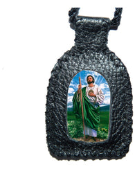 Escapulario De San Juditas Tadeo Tejido Artesanal En Piel