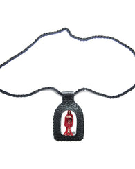 Escapulario De Piel Con La Santa Muerte Para Amor Y Suerte