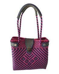 Bolsa Artesanal Plástico Para Dama  Bolso Fucsia Violeta