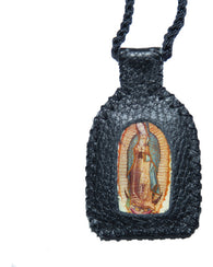 Escapulario Religioso Hecho A Mano Cuero Virgen Guadalupe