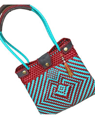 Bolsa Artesanal Hecha A Mano Para Mujer Tote Bag Celeste