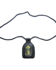 Escapulario De Cuero Con La Protección De La Santa Muerte