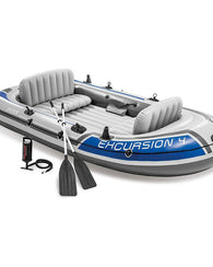 Bote Inflable  Remos De Aluminio Y Bomba Intex Excursion 4