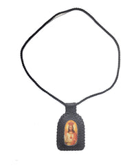 Escapulario Del Sagrado Corazón De Jesús Handmade En Cuero